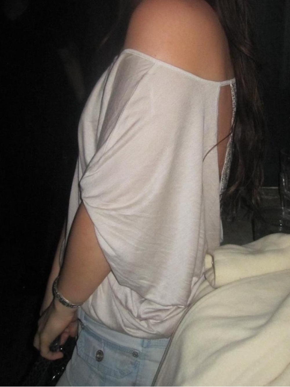 Y2k  Off-Shoulder Draped Top open back sequin